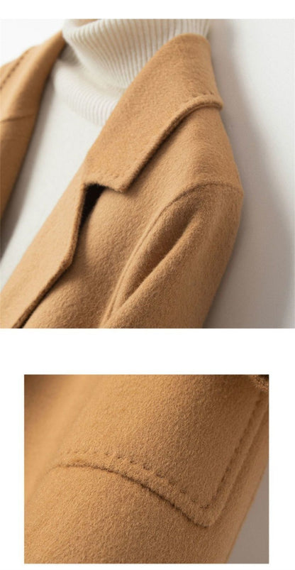 High-Quality Double-Sided Tweed Wool Coat Female 2025Autumn Winter New Woolen Jacket Women's Long Outerwear Fashion Overwear Top