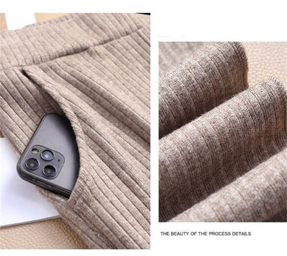 Women's Wool Blend Flare Pants Autumn Bootcut Pants Elastic Waist Petite Regular Long Tall Girl Dress Pants Thick Offical Casual