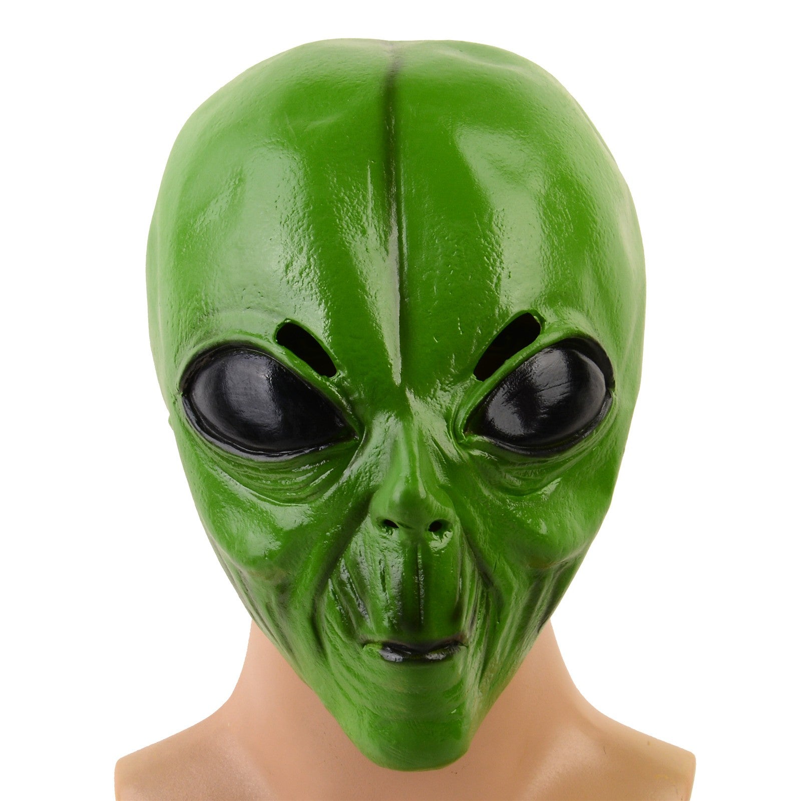 1pc Realistic Latex Green Alien Head Mask, Halloween, Christmas Holiday Decorations, Bar Shows, Rave Party Performance Costume