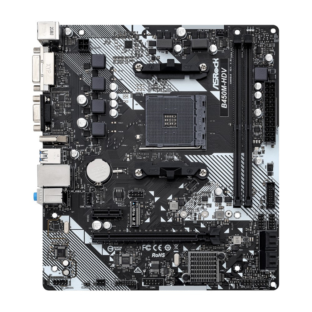 Placa-mãe ASROCK B450M-HDV R4.0 AMD B450 AM4 Suporta Ryzen 5 5600 5500 Ryzen 7 5700G 3700X 3 3200G CPU DDR4 M.2 HDMI Micro ATX