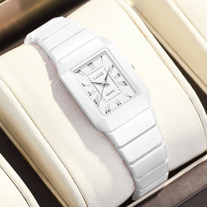 LIGE 2026 Women's Watch ceramic fashion quartz wristwatch elegant waterproof vintage watches ultra-thin Watch for Women reloj