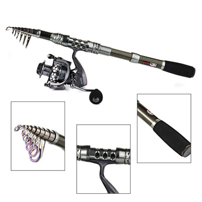 Sougayilang 1.8-3.3m Carbon Fiber Spinning Fishing Rod and 13+1BB Fishing Reel Combo Telescopic Fishing Pole Spinning Reel Kit