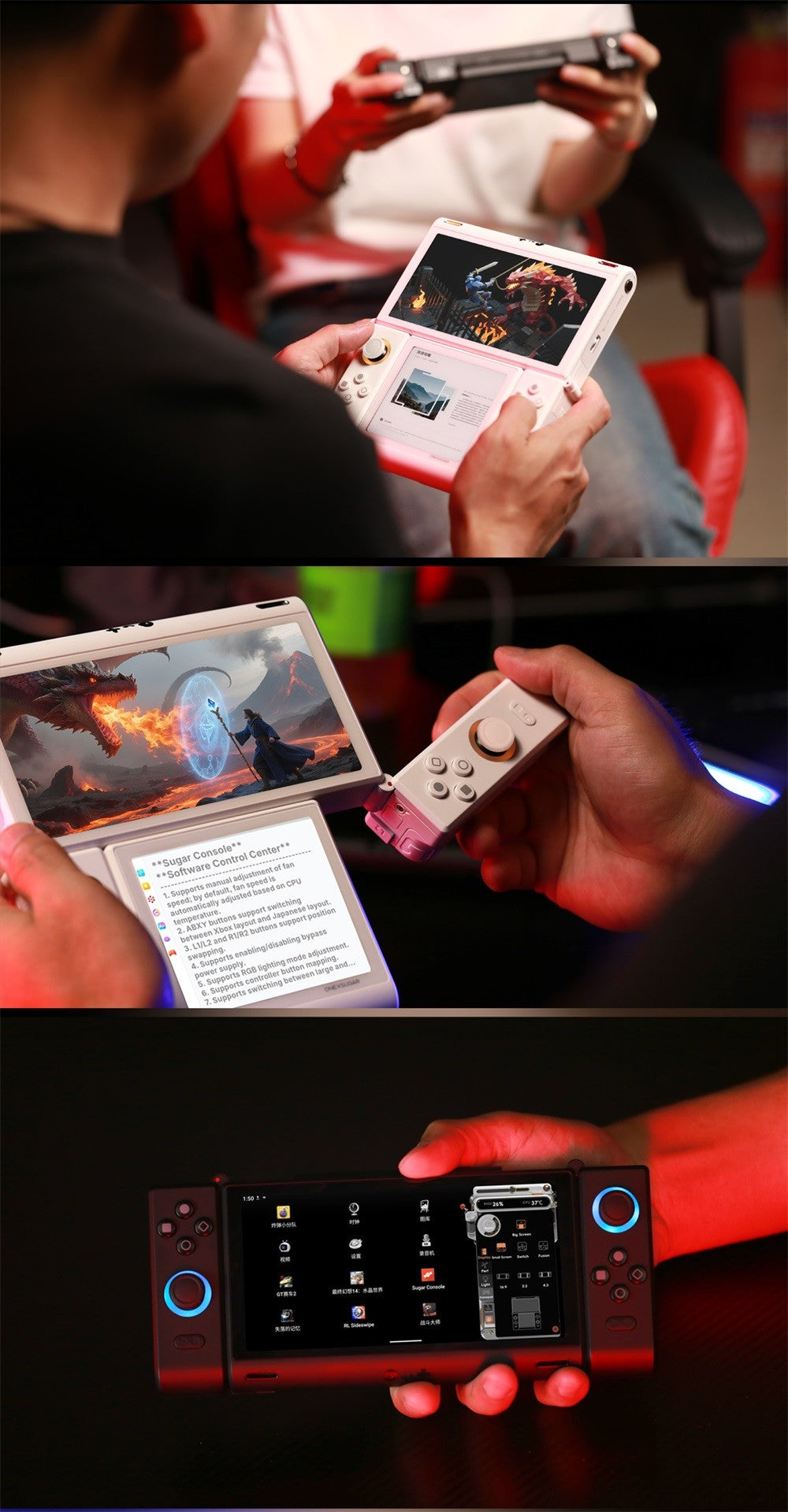 OneXugar SUGAR 1 Foldable Dual OLED Handheld Game Console Android 14 Snapdragon G3 Gen3 16GB 512GB Portable Gaming Handheld