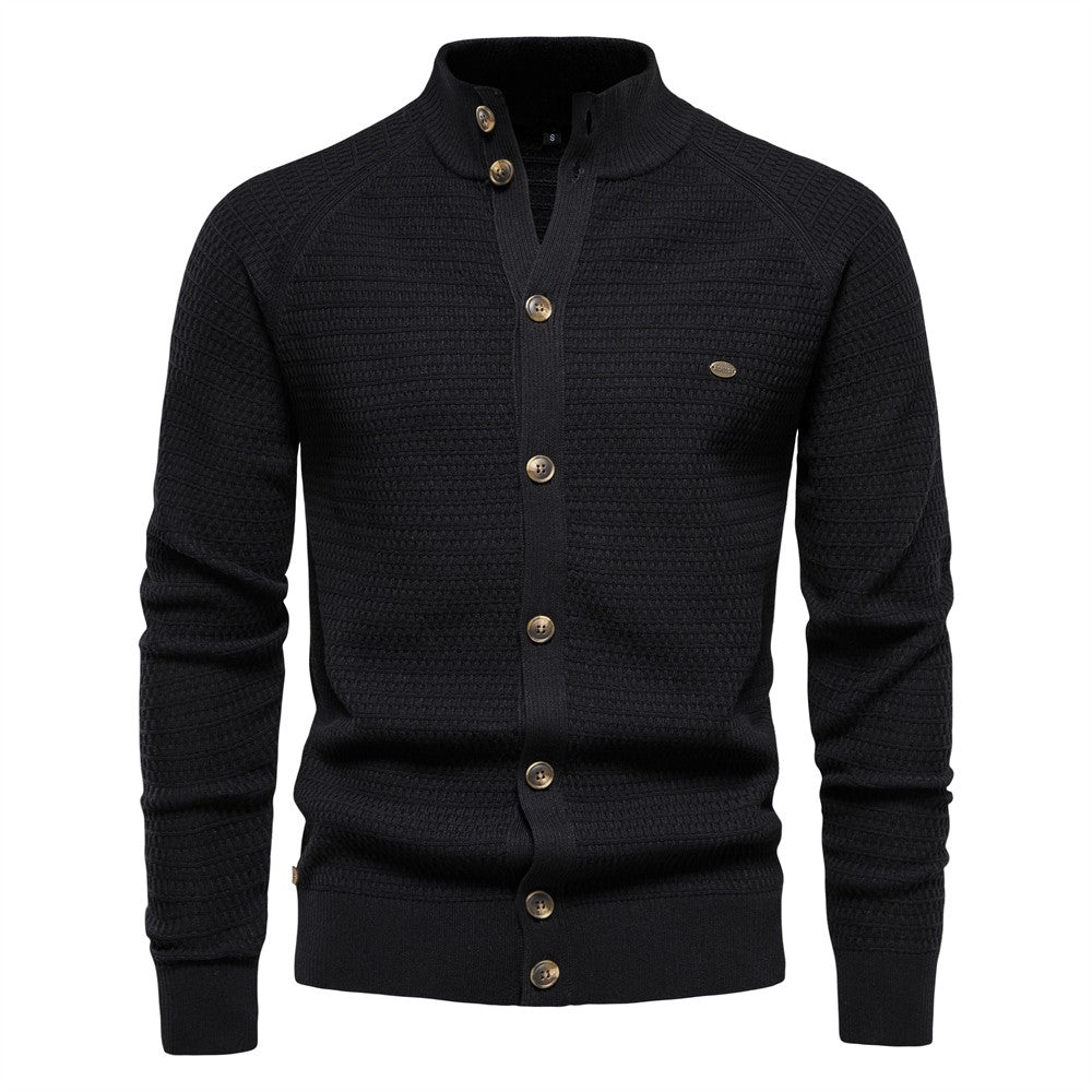 AIOPESON Knitted Mens Cardigan Cotton High Quality Button Mock Neck Sweater for Men New Winter Fashion Designer Cardigans Men