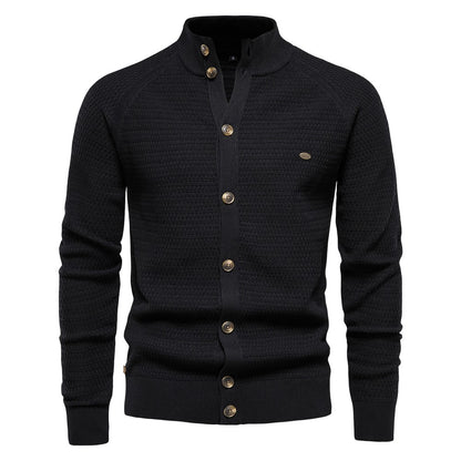 AIOPESON Knitted Mens Cardigan Cotton High Quality Button Mock Neck Sweater for Men New Winter Fashion Designer Cardigans Men