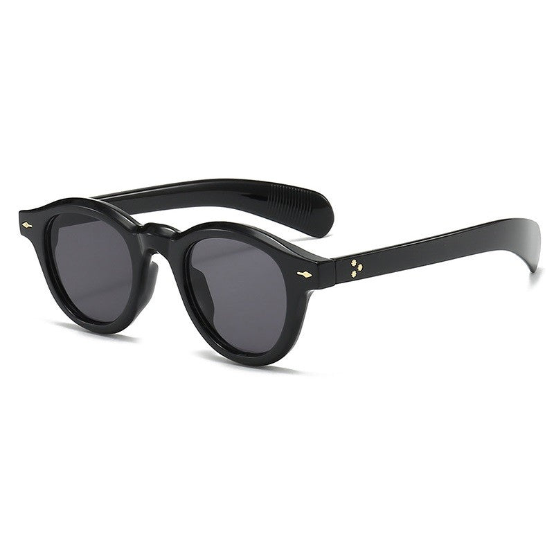 Óculos de sol pequenos redondos da moda femininos retrô com lentes transparentes Ocean Shades UV400 masculinos com rebites estilo punk