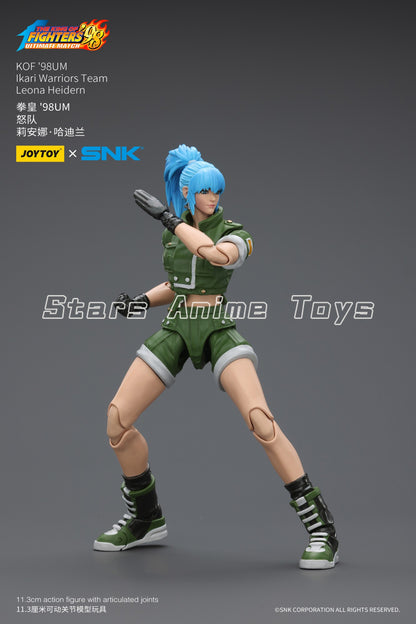 Original JOYTOY 1/18 Action Figure SNK KOF'98UM Ikari Warriors Team Leona Heidern/Ralf Jones/Clark Still Modelo de Brinquedo