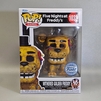 Withered Golden Freddy 1033 Bonecos FUNKO POP Five Nights at Freddy's 3.9inch Figura de Vinil Colecionável Edição Limitada Brinquedo de Presente