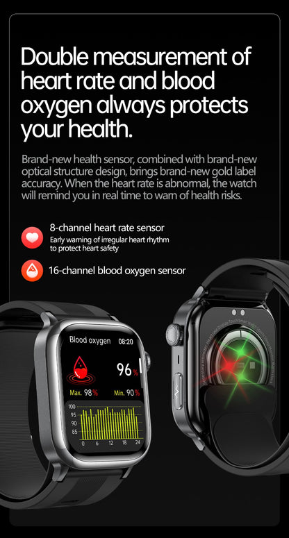 2026 New Air Pump+Air Bag+NFC Health SmartWatch Precise Blood Pressure Blood Fat Monitoring Voice Call Smartwatch For Men Women