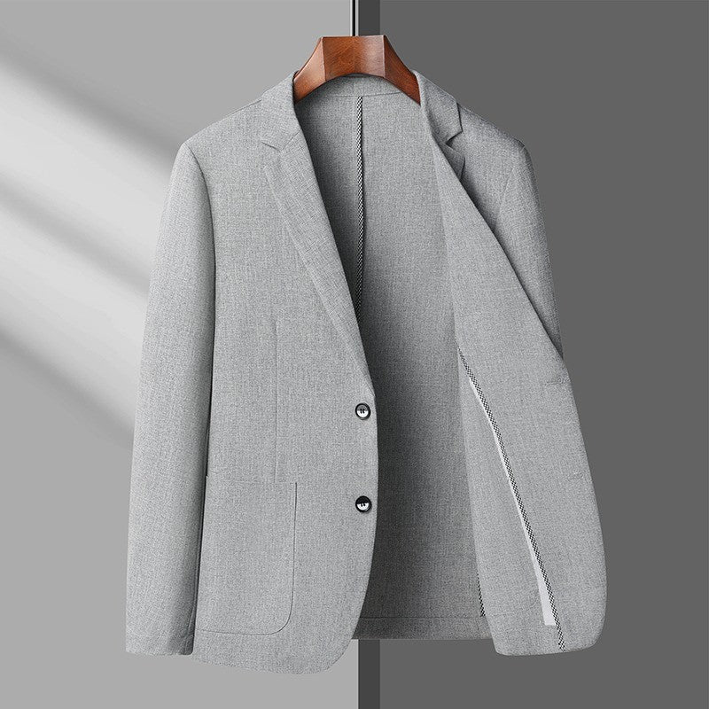 2024 Summer Ice Silk Blazers Elasticity Men's Thin Windbreak Classic Solid Color Casual Business Suit Jackets Office Social Coat