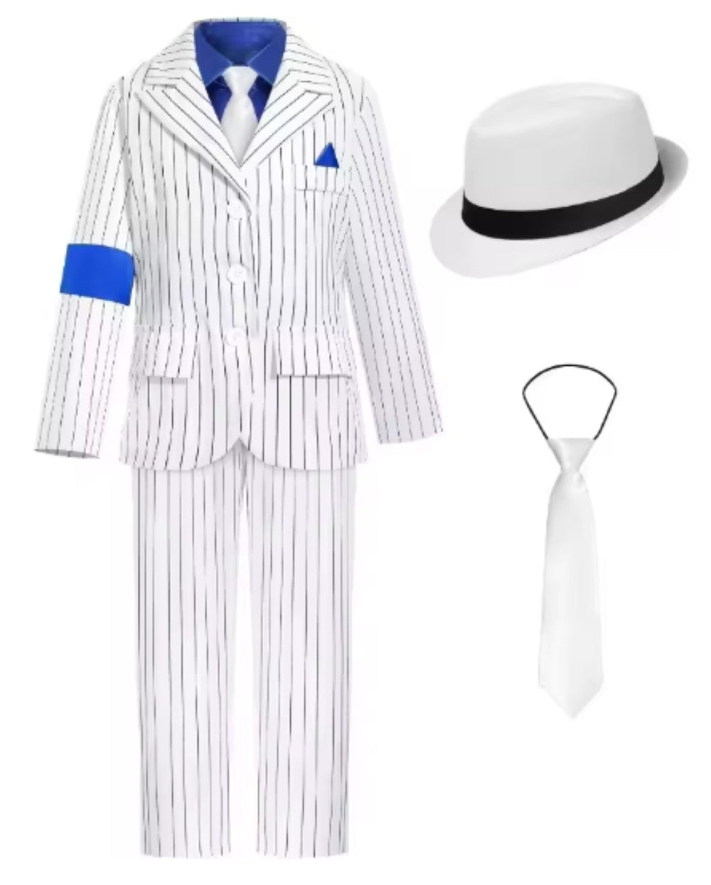 Jackson Performance Cosplay Suit White Striped Blazer Set Stage Show Iconic Bold Concert Tribute Look