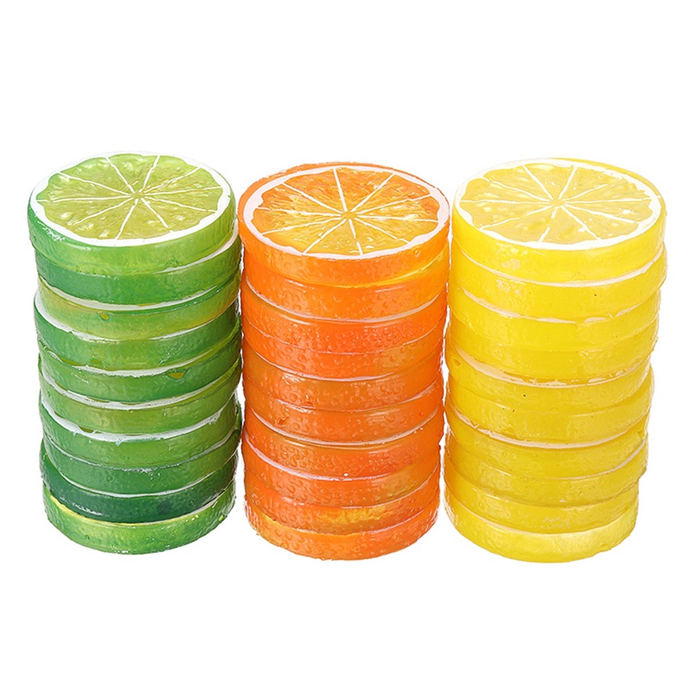10PC Artificial Lemon Slices Blocks Simulation Lemon Slice Fake Lemon Block-Double Side Fake Fruit Model for Party Wedding Decor
