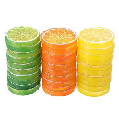 10PC Artificial Lemon Slices Blocks Simulation Lemon Slice Fake Lemon Block-Double Side Fake Fruit Model for Party Wedding Decor