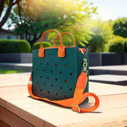 The orange guy Purple Women Fashion New EVA Punched Handbag Casual Waterproof Travel Tote Bag Fit Charms Outdoor Beach Bags