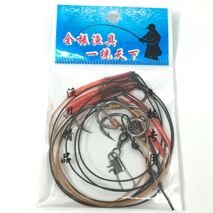 Anzóis de pesca de aço carbono KMRESA com 5 pequenos anzóis giratórios, iscas de pesca, anzóis de corda Pesca 5#-14#