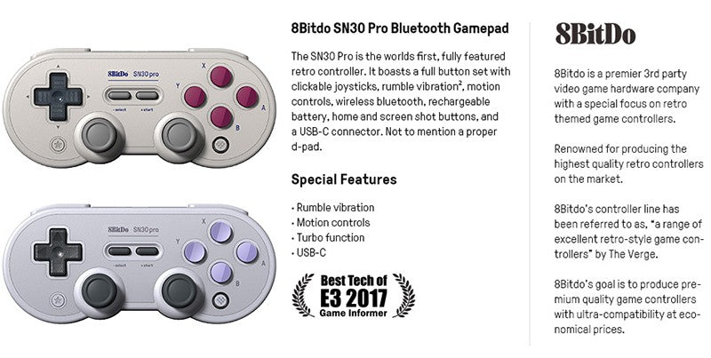8Bitdo SN30 Pro Bluetooth Gamepad for Nintend Switch 2 Wireless Game Controller Joystick for NS MacOS Android Steam Raspberry Pi