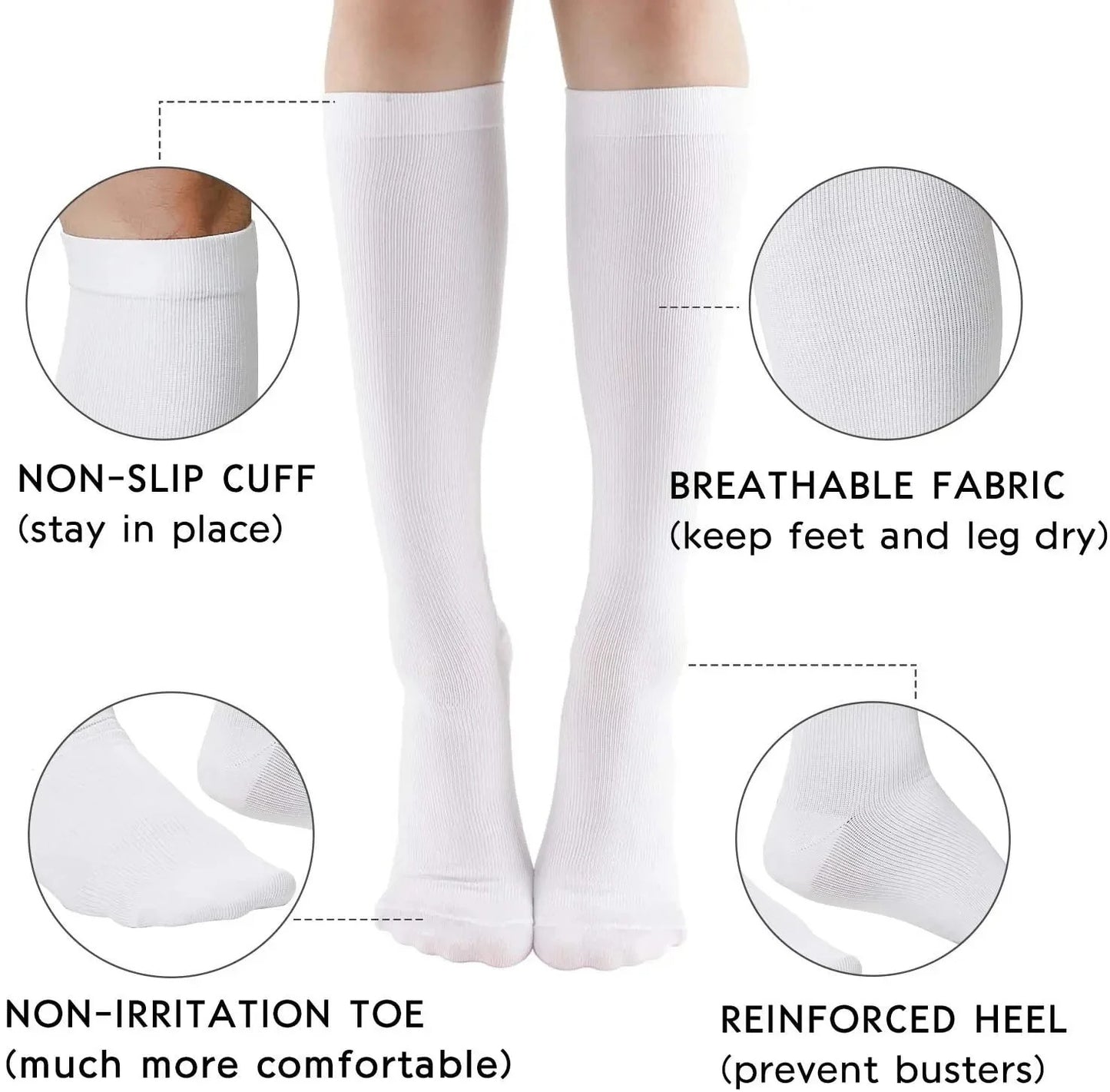 3/6/7 Double Compression Socks Varicose Socks Men Women With Diabetes Pregnancy Elastic Socks Gym Outdoor Sports Rugby Running