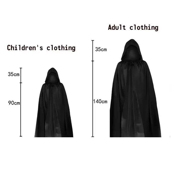 2026 Halloween Party Role Playing Children Adult Death Black Cloak Halloween Skull Ball Costume Prop Set Holiday Gift