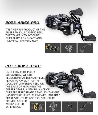 Haibo 25/23 NEW ARISE AIR/ELITE AMC+ Carretilha De Pesca Baitcasting Manivela De Fibra De Carbono 11B+1RB Long Casting