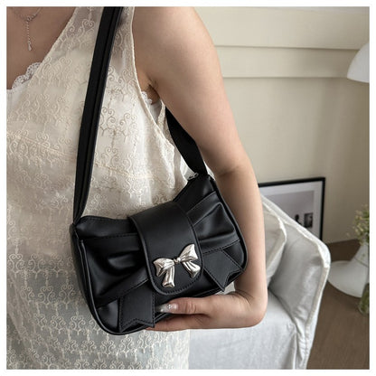 Trendy Bow Shoulder Bag Handbag Casual Underarm Bag Daily Commuting Bags PU Leather Lady Banquet Bag Business Women's Bags