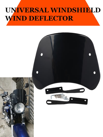 Para-brisa universal para motocicletas, defletor de vento, carenagem para Harley Honda Yamaha Kawasaki Suzuki Cafe Racer, preto