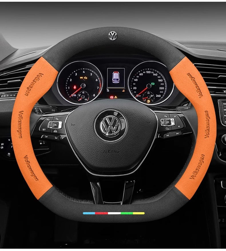 Car Suede Anti-Slip Steering Wheel Cover For Volkswagen Passat Golf 5 GTI Beetle Tiguan Touareg Polo T-ROC T-Cross Magotan Jeeta