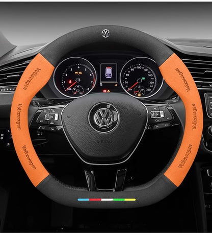 Car Suede Anti-Slip Steering Wheel Cover For Volkswagen Passat Golf 5 GTI Beetle Tiguan Touareg Polo T-ROC T-Cross Magotan Jeeta
