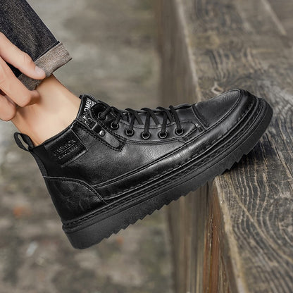 Men Boots Winter High Top Leather Shoes Fashion Cotton Shoes Fashion Ankle Boots Business Casual Outdoor Shoes Male Sneakers New