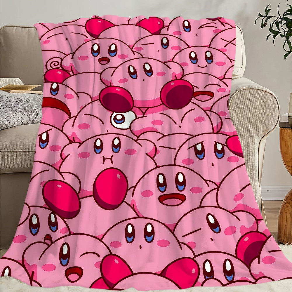 Cute Cartoon K-Kirby Blanket Soft Comfortable Nap Plush Suitable For Iiving Room Office Bedroom Birthday Home Kid Gift