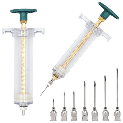 10/20/30/50/100ml Seringas Transparentes com Dose Ajustável e 10 Agulhas Ponta Fina de Aço Inoxidável 304 para Dispensação em Fazendas de Gado