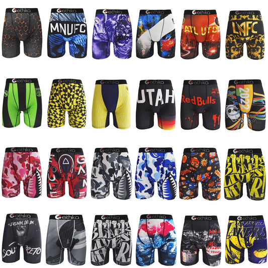 ETHIKA 1Pcs Sexy Underwear Boxers Fashion Print Underpants Male Boxers Men's Pan