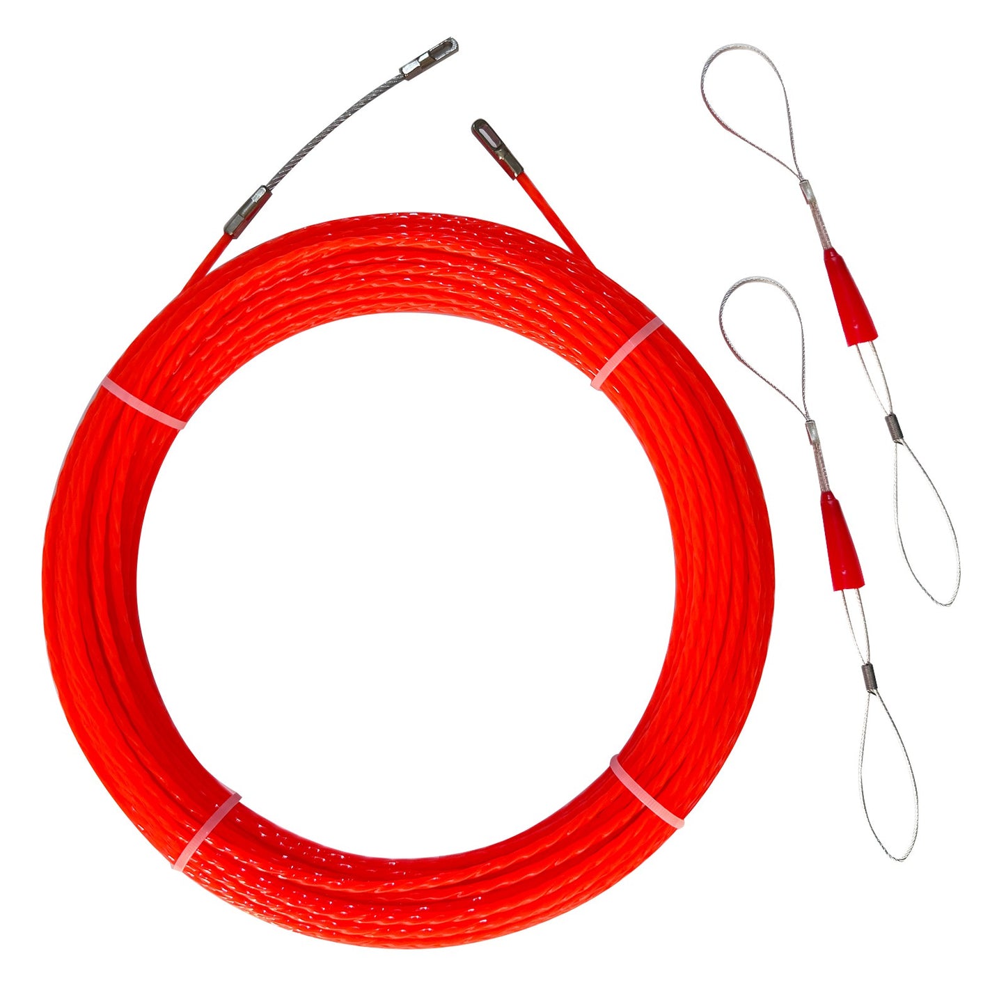 Passa-Fio de Fibra de Vidro 15m/30m/50m para Eletricista com Puxador de Cabo Elétrico e Rosqueador de Parede