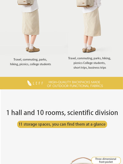 LEFF Women Backpack High Quality Large Capacity Laptop Backpacks Trendy Female Commuting Backpack Waterproof Outdoor Travel Bags