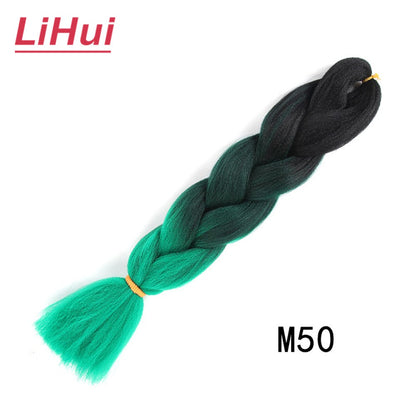 Cabelo Sintético Trança Jumbo 24 Polegadas Ombre Jumbo Extensão de Cabelo para Mulheres Tranças DIY Roxo Rosa Amarelo Cinza Lihu