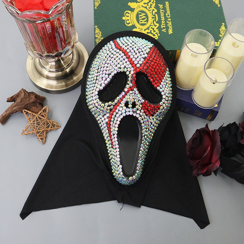 Cosplay Unique Bleed Bloody With Diamond-Studded Ghost Scream Mask Full Face Head Cover Halloween Carnival Party Costume Props