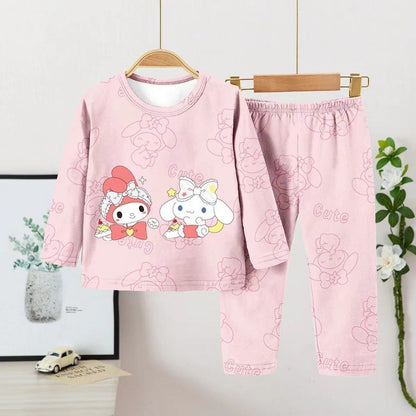Anime Cinnamoroll Children Pajama Sets Soft Round Neck Comfortable Kids Pajama Suit Causal Loose Breathable Boys Girls Nightwear