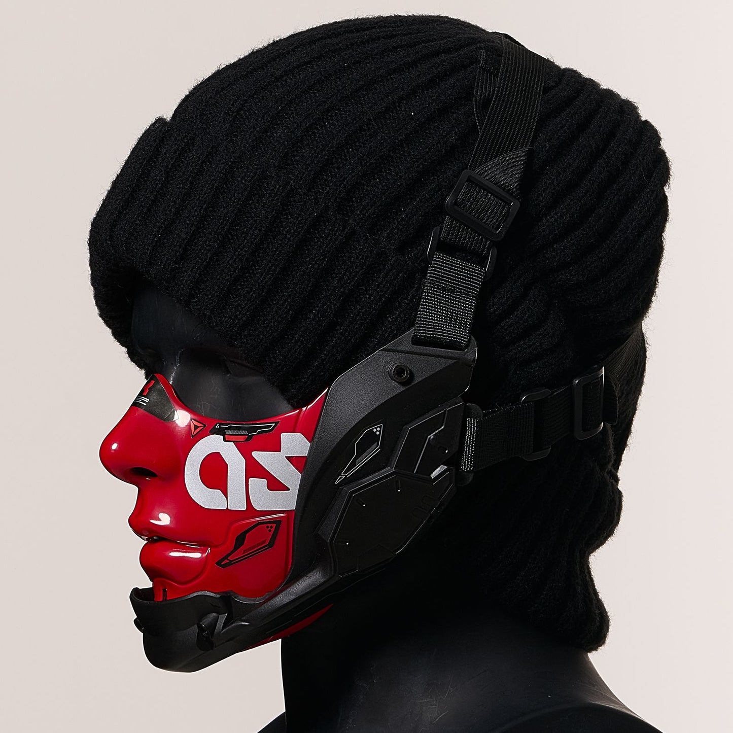 Cyberpunk Half Face Mask Mecha Style Halloween Cosplay Mask Adjustable Straps Breathable Comfort Tactical Streetwear Motorcycle