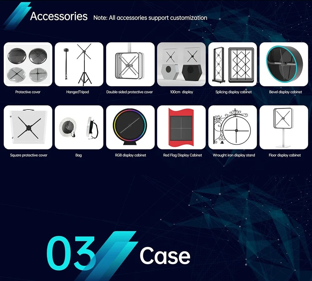 Hologram 3D Ventilador Fan Advertising Display Luces Led light Sign Holographic Player Support Images Video Draw Audiences