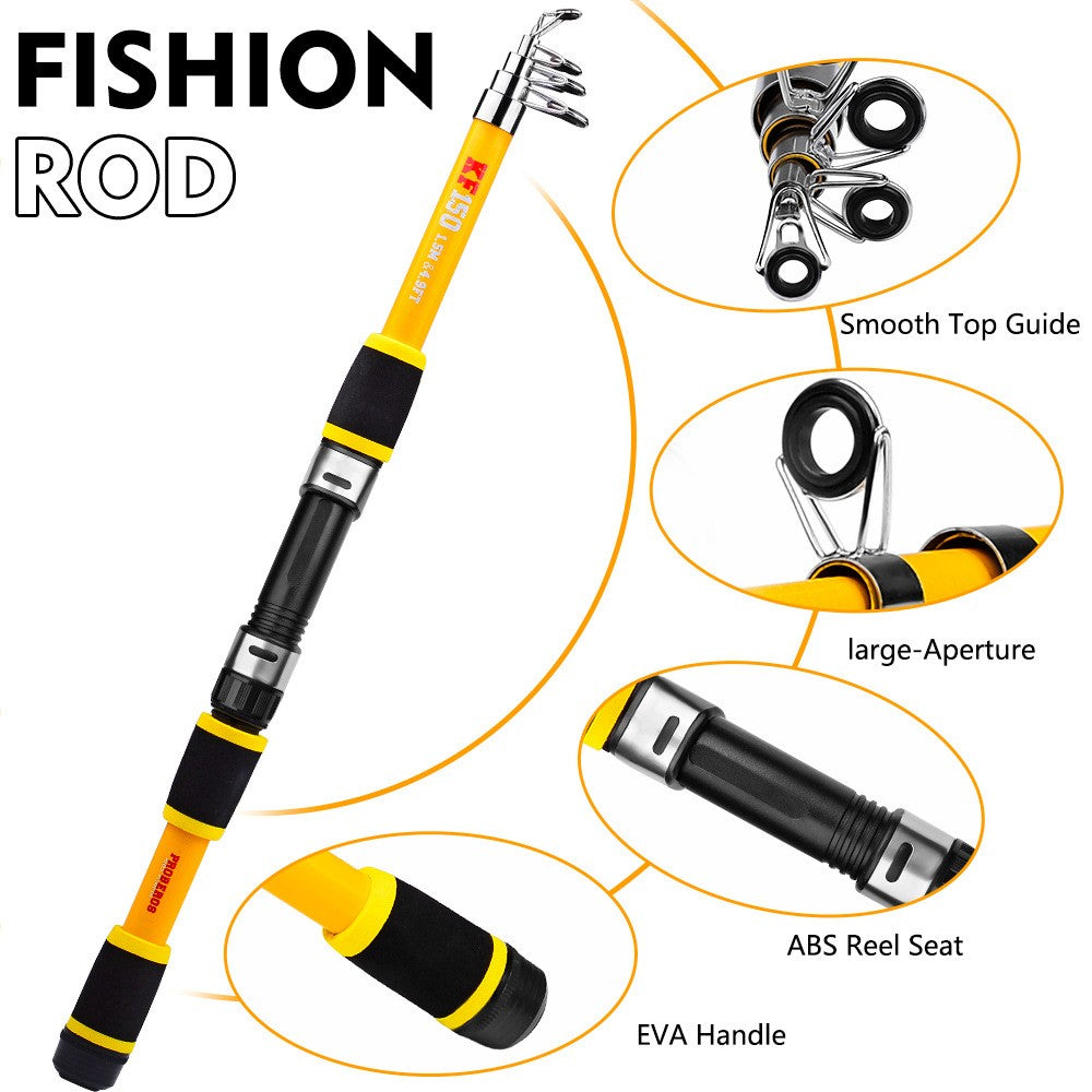 1.8m Varas de Arremesso Portáteis para Selagem Remota de Postes Varas de Pesca Telescópicas de Fibra de Vidro Carretilhas de Pesca Giratórias de Relação de Engrenagem