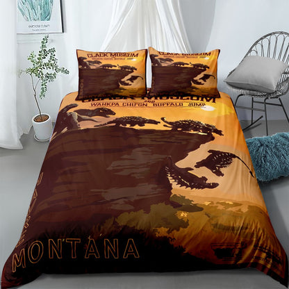 Conjunto de Capa de Edredom Dino Riders para Cama King Queen Casal Solteiro