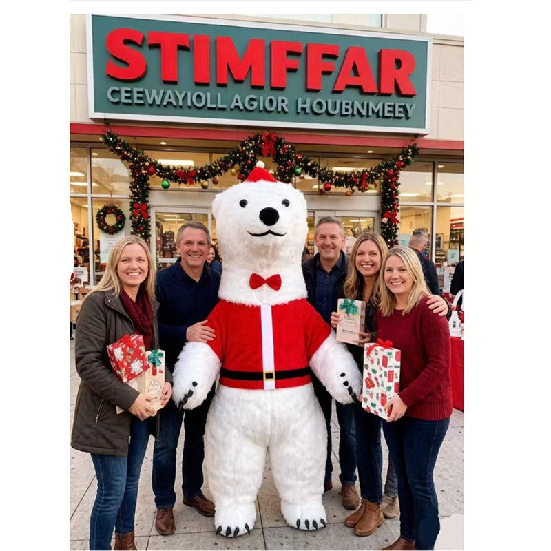 Giant inflatable cartoon doll costume, polar bear inflatable costume, funny street mascot, Halloween party, commercial role-play