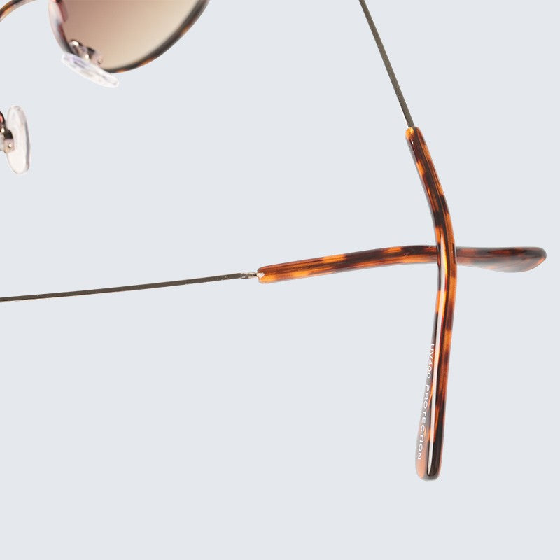 Óculos de Sol Femininos Modernos com Armação Redonda de Metal Polarizados de Grife da Moda UV400