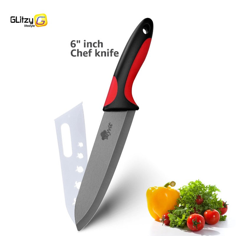 Faca de Cozinha Chef Inoxidável Faca de Cerâmica para Frutas Faca Utilitária Doméstica para Fatiar Legumes Lâminas Pretas Afiadas para Cozinhar