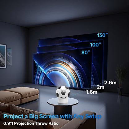 MSAI Soccer Q8 Projector 4K 720P Android 12 Auto Focus Dual-Band WiFi Multi-Language Projector for Camping Bedroom Outdoor Movie