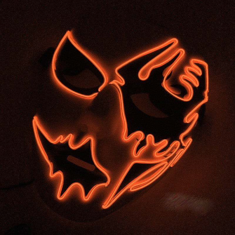 LED Hand-painted Mask Halloween Carnival Masquerade Cosplay Horror Accessory Men's Mask Weird Face Mask Glowing Mascara Disfraz
