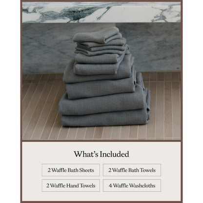 Complete Waffle Bath Bundle - 60% Cotton 40% Viscose from Bamboo - Quick Dry & Ultra-Soft Waffle Weave Bath Towels