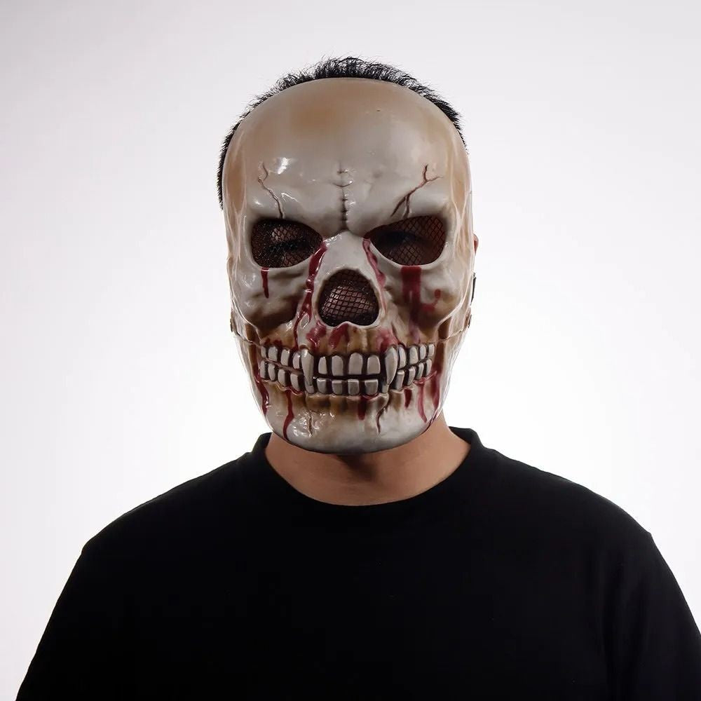 Bloody Effect Moving Mouth Skull Mask Adjustable Realistic Scary Skull Headgear Funny Spooky Halloween Skull Masks for Women Men