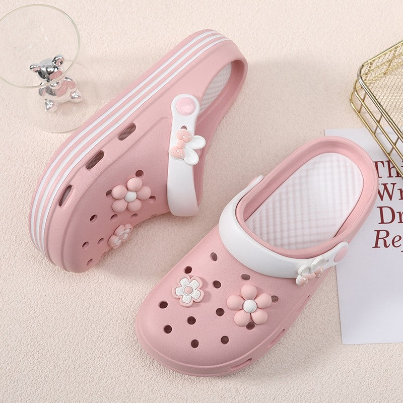 Women's Cute Platform Garden Clogs, Solid Color Closed Toe Non-slip Sandals, Indoor & Outdoor Slides