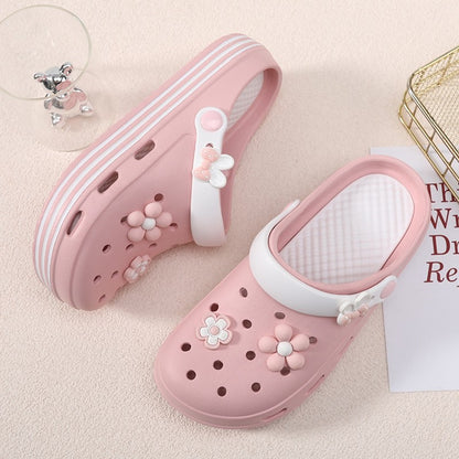 Women's Cute Platform Garden Clogs, Solid Color Closed Toe Non-slip Sandals, Indoor & Outdoor Slides