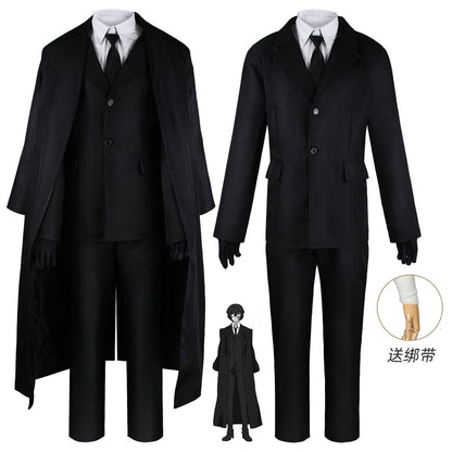 Japanese Anime Detective Agency Cosplay Outfit Black Uniform with wig for Adults for Halloween & Comic Con
